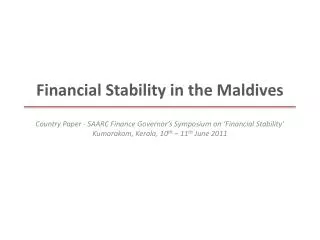 Financial Stability in the Maldives