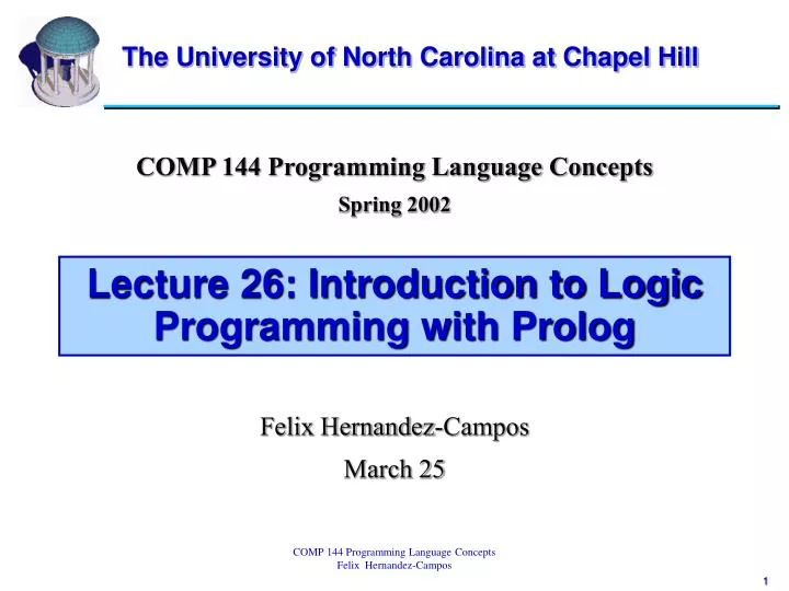 lecture 26 introduction to logic programming with prolog
