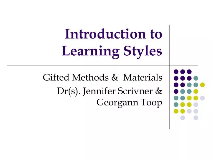 introduction to learning styles