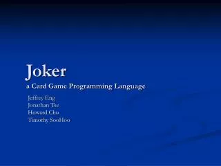 Joker a Card Game Programming Language