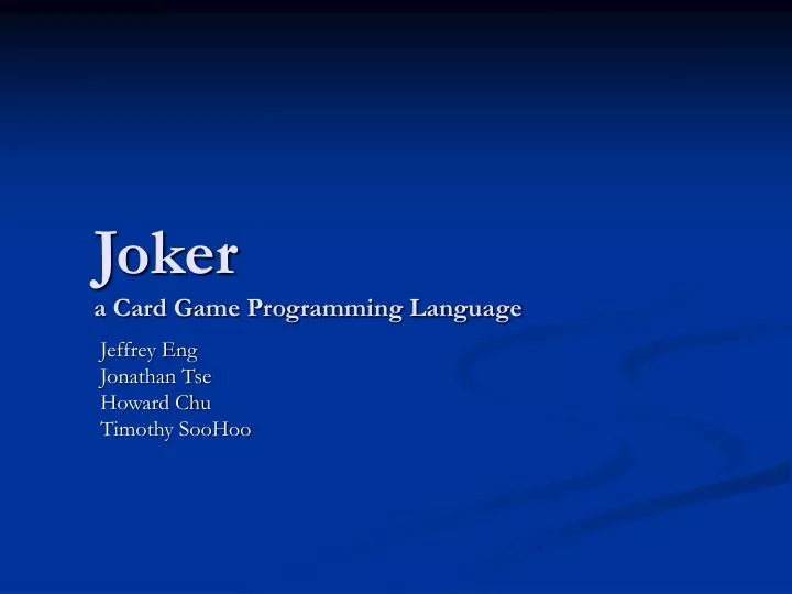 joker a card game programming language
