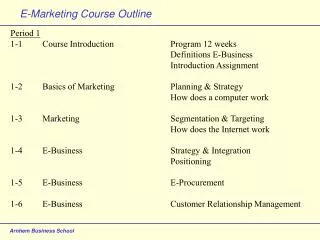 E-Marketing Course Outline