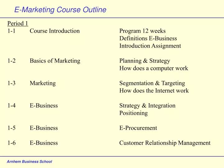 e marketing course outline
