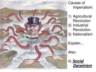 Causes of Imperialism: Agricultural Revolution Industrial Revolution Nationalism Explain… Also: 4) Social Darwinism