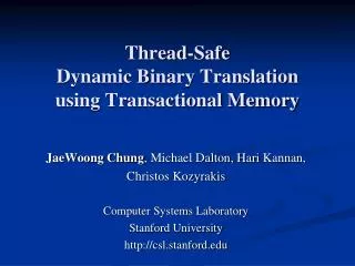 Thread-Safe Dynamic Binary Translation using Transactional Memory