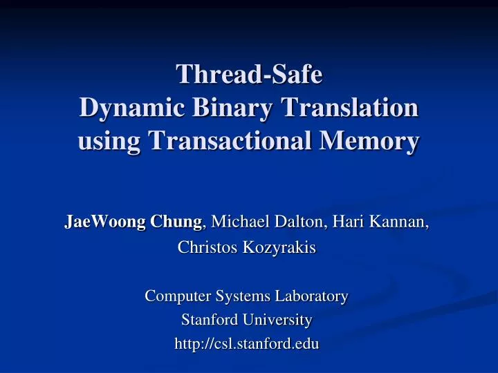 thread safe dynamic binary translation using transactional memory