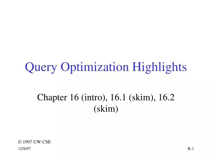 query optimization highlights