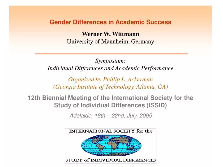 gender differences in academic success werner w wittmann university of mannheim germany