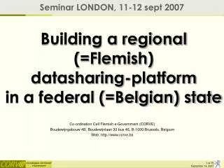 Building a regional (=Flemish) datasharing-platform in a federal (=Belgian) state