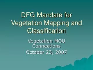 DFG Mandate for Vegetation Mapping and Classification