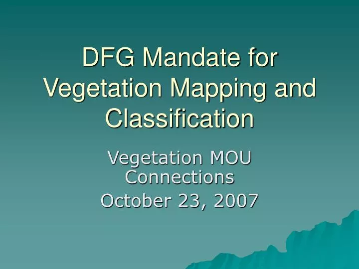dfg mandate for vegetation mapping and classification
