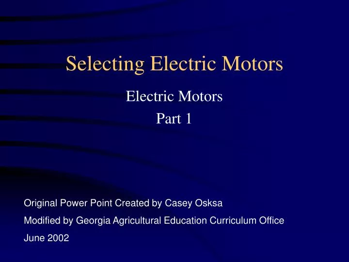 selecting electric motors