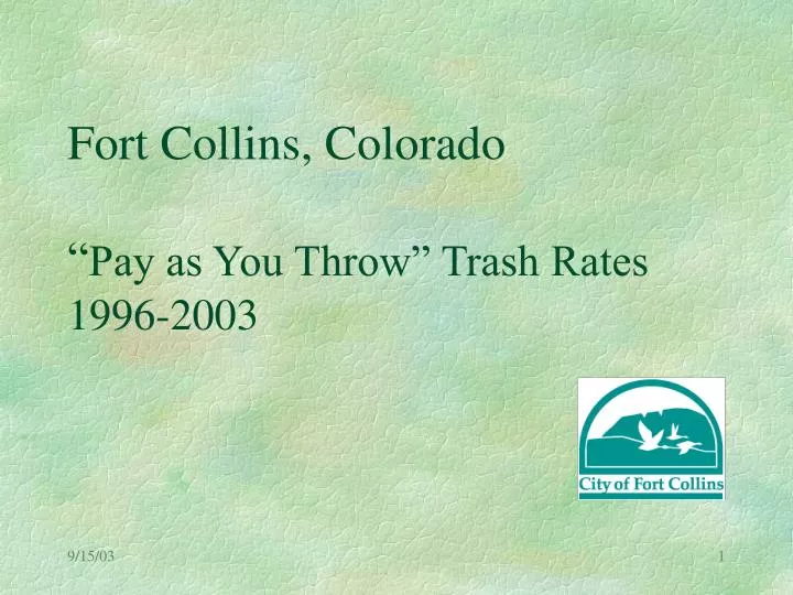 fort collins colorado pay as you throw trash rates 1996 2003