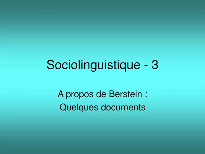 sociolinguistique 3