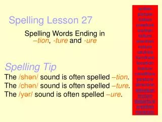 Spelling Lesson 27