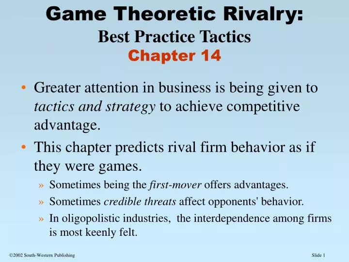 game theoretic rivalry best practice tactics chapter 14