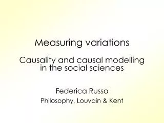 Measuring variations Causality and causal modelling in the social sciences