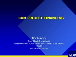 CDM PROJECT FINANCING