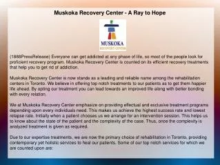 Muskoka Recovery Center - A Ray to Hope