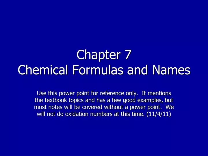chapter 7 chemical formulas and names
