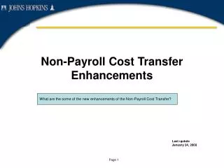 Non-Payroll Cost Transfer Enhancements