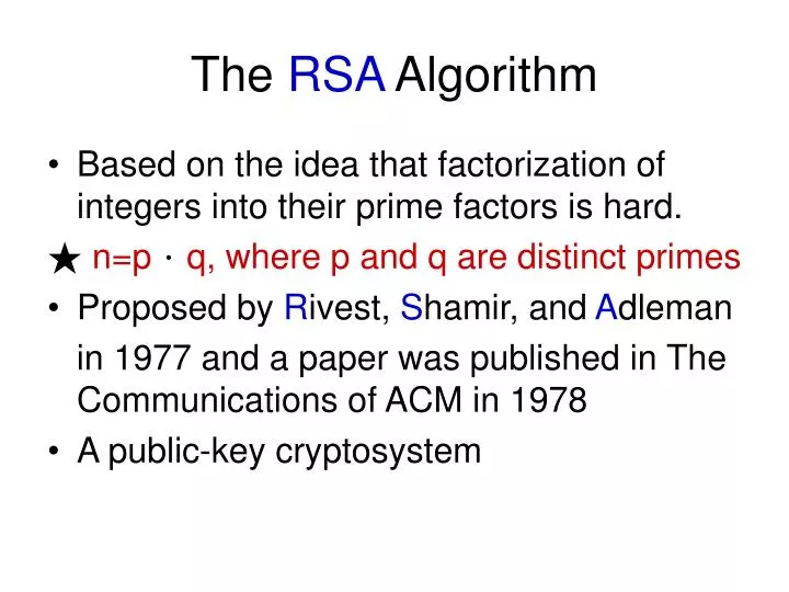 the rsa algorithm