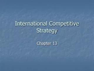 International Competitive Strategy