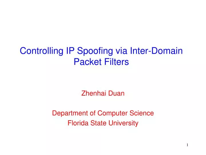 controlling ip spoofing via inter domain packet filters