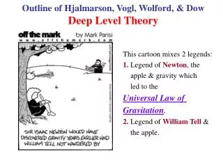 This cartoon mixes 2 legends: 1. Legend of Newton , the apple &amp; gravity which led to the Universal Law o