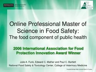 Online Professional Master of Science in Food Safety: The food component of public health