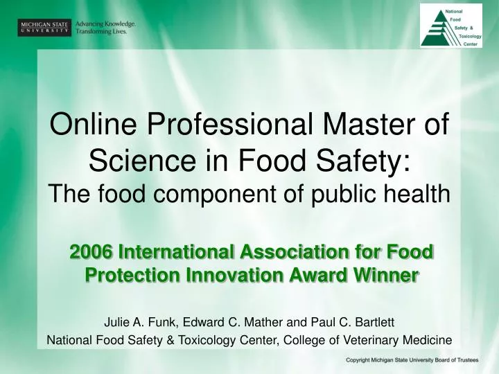 online professional master of science in food safety the food component of public health