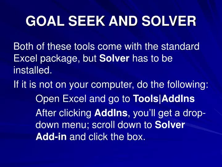 goal seek and solver