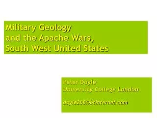 Military Geology and the Apache Wars, South West United States