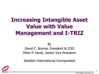 Increasing Intangible Asset Value with Value Management and I-TRIZ