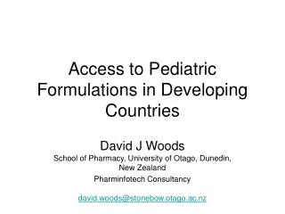 Access to Pediatric Formulations in Developing Countries