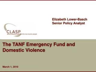 The TANF Emergency Fund and Domestic Violence