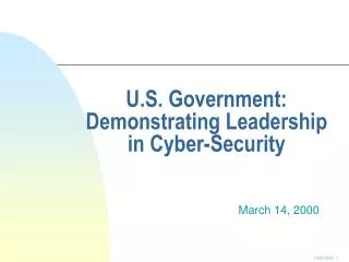 U.S. Government: Demonstrating Leadership in Cyber-Security