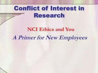 Conflict of Interest in Research
