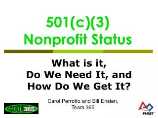 501(c)(3) Nonprofit Status