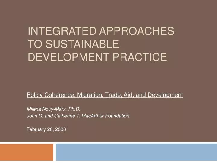 integrated approaches to sustainable development practice