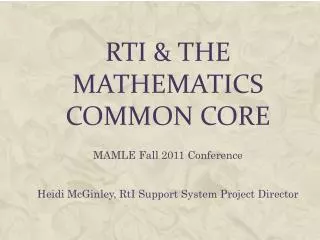 Rti &amp; the Mathematics Common Core
