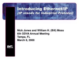 Introducing Ethernet/IP (IP stands for Industrial Protocol)