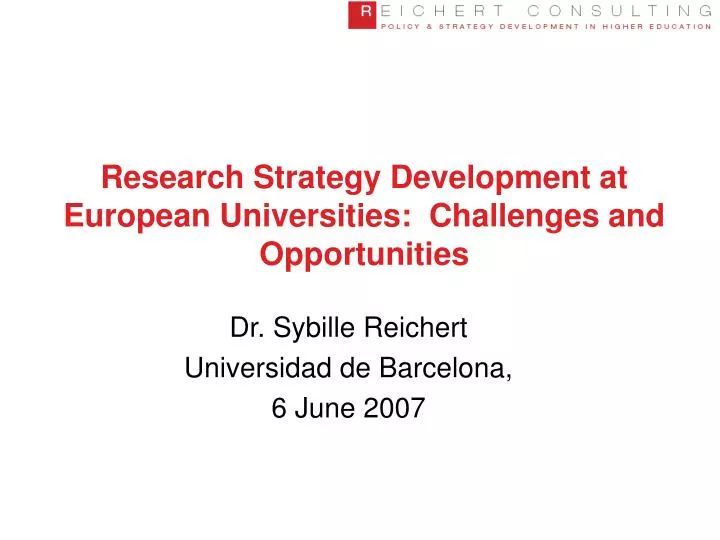 research strategy development at european universities challenges and opportunities