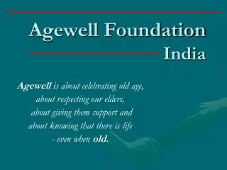 Agewell Foundation India