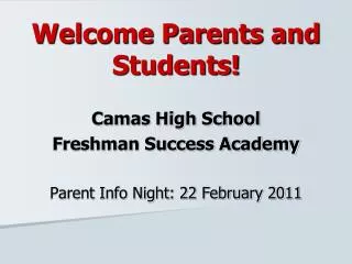 Welcome Parents and Students!