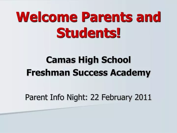 welcome parents and students