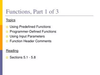 Functions, Part 1 of 3