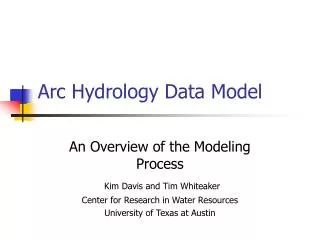 Arc Hydrology Data Model