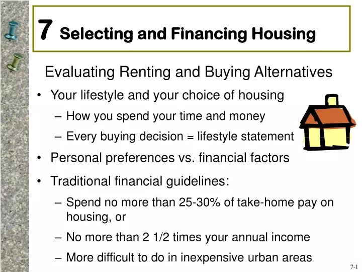 7 selecting and financing housing
