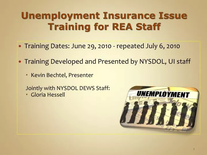 unemployment insurance issue training for rea staff
